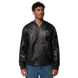 Axiom Logo Leather Bomber Jacket