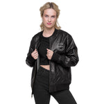 Axiom Logo Leather Bomber Jacket